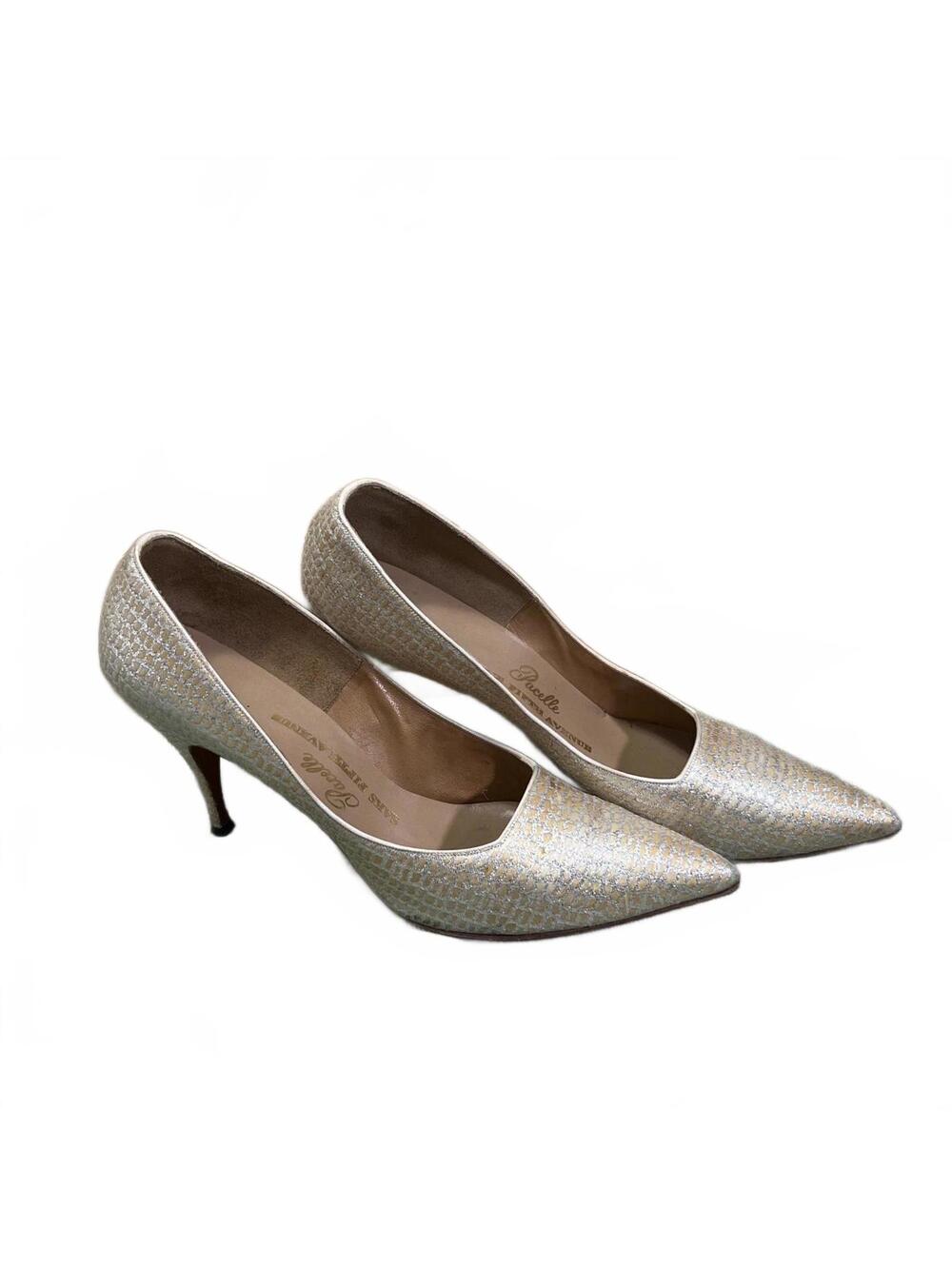 Pacelle Vintage Saks Fifth Avenue Gold Silver Metallic Pointed Toe Heels Size 9